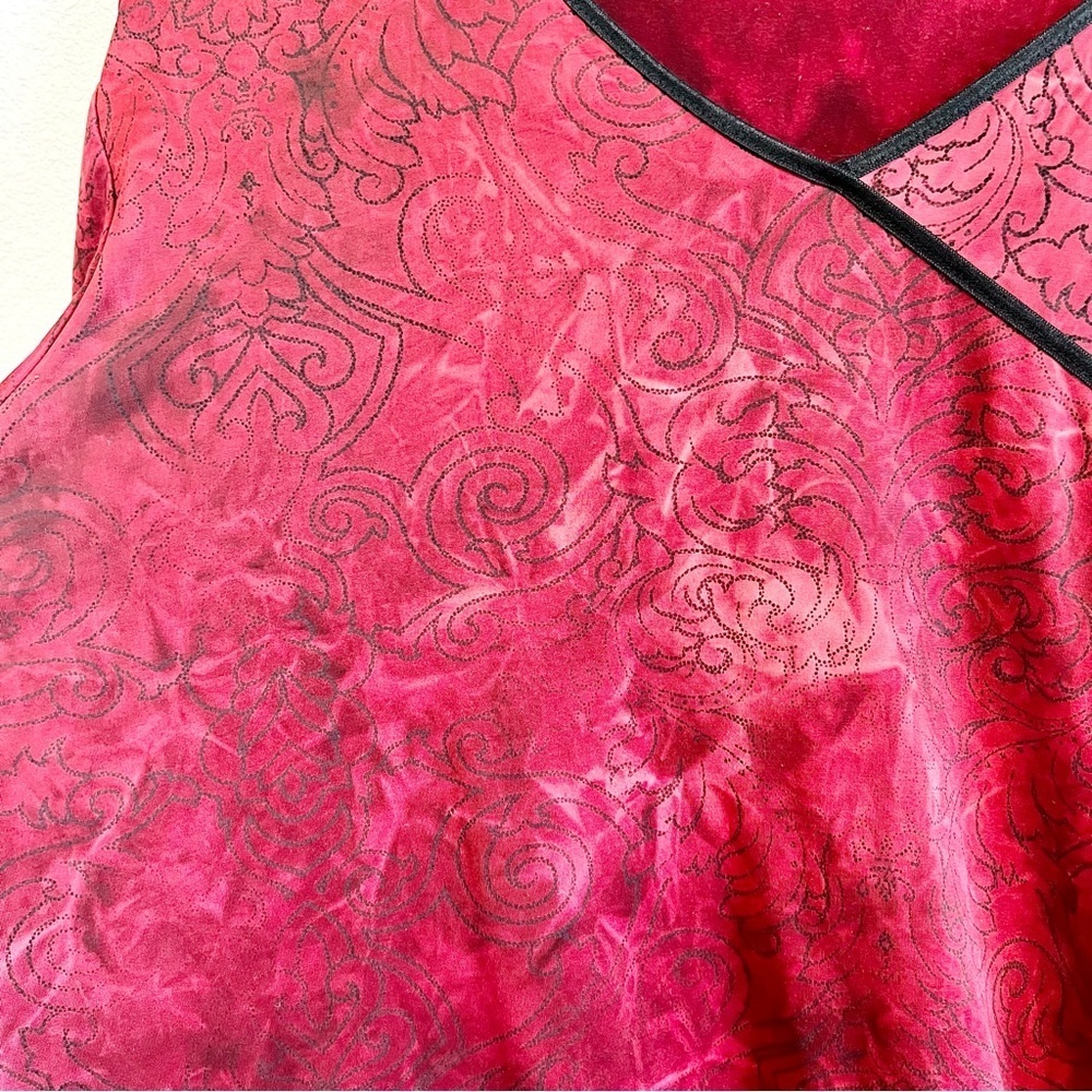 Caslon Red Velvet Blouse 2X Plus Dark Romantic Witchy Luxe Top - Picture 9 of 12